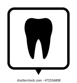 Tooth - black vector icon;  message bubble