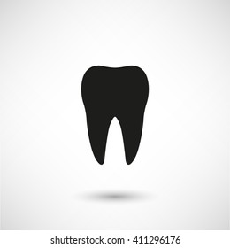 Tooth - black vector  icon with shadow