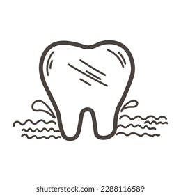 Tooth and bleeding gum on white background