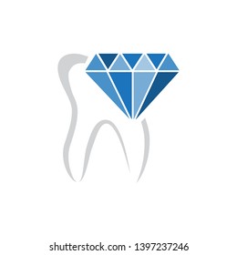 tooth and blue diamond, vector logo icon