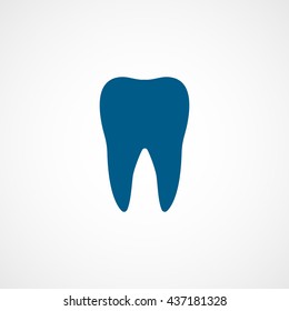 Tooth Blue Flat Icon On White Background