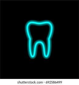 Tooth blue glowing neon ui ux icon. Glowing sign logo vector
