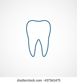 Tooth Blue Line Icon On White Background