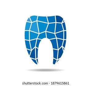Tooth in blues, mesh, subdivided