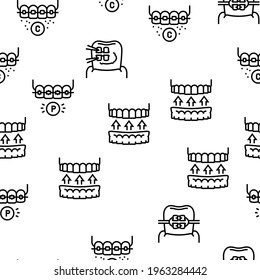 Ropa dental Vector de Accesorios Patrón sin inconvenientes Ilustración de línea delgada