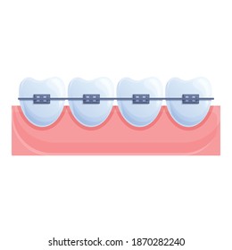 Tooth braces dental icon. Cartoon of tooth braces dental vector icon for web design isolated on white background