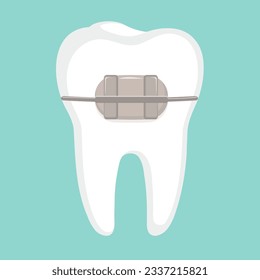 Tooth with braces. Dentistry banner concept