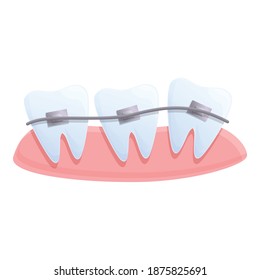 Tooth braces dentistry icon. Cartoon of tooth braces dentistry vector icon for web design isolated on white background