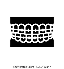 tooth braces glyph icon vector. tooth braces sign. isolated contour symbol black illustration