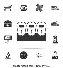 Tooth with braces icon. Detailed set of medicine element Illustration. Premium quality graphic design. One of the collection icons for websites, web design, mobile app on white background