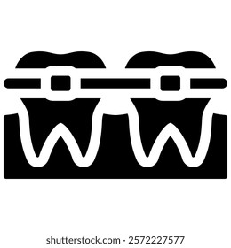 tooth braces icon with glyph style