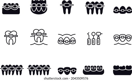 Tooth braces icon set vector design 