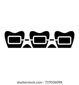 tooth braces icon, vector illustration, black sign on isolated background