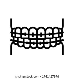 tooth braces line icon vector. tooth braces sign. isolated contour symbol black illustration