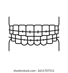tooth braces line icon vector. tooth braces sign. isolated contour symbol black illustration
