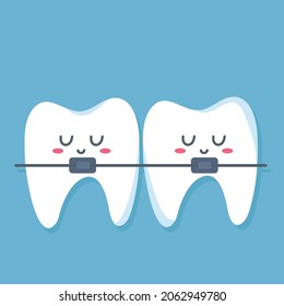 Tooth with braces. Orthodontic treatment