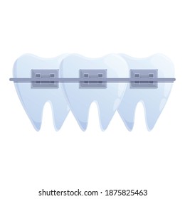 Tooth braces orthodontics icon. Cartoon of tooth braces orthodontics vector icon for web design isolated on white background