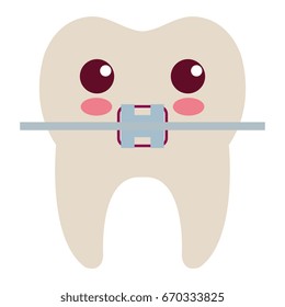 tooth with bracket character isolated icon