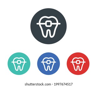Tooth brackets, braces icon. Dental care concept