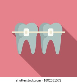 Tooth brackets icon. Flat illustration of tooth brackets vector icon for web design