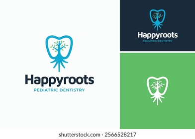 Tooth with Branch Leaf Twig Root Plant for Natural Dental Dentist Dentistry Teeth Health Care logo design