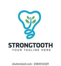 Tooth with Branch Leaf Twig Root Plant for Natural Dental Dentist Dentistry Teeth Health Care logo design