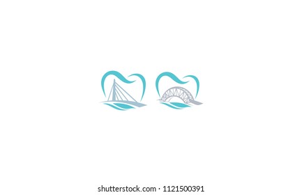 tooth bridge logo vector icon