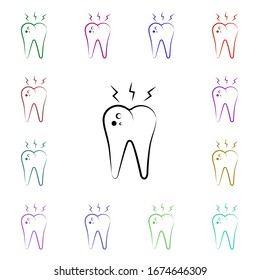 Tooth broblem, care multi color style icon. Simple thin line, outline vector of dentist icons for ui and ux, website or mobile application