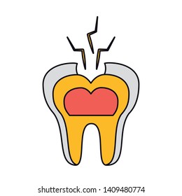 Tooth broken dental care vector illustration graphic design