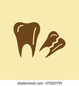 Tooth & Broken Tooth Icon.