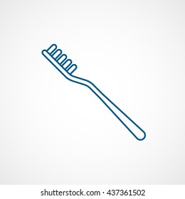 Tooth Brush Blue Line Icon On White Background