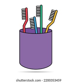 Icono de la sombra del cuidado del cepillo dental, signo de la web de higiene dental, ilustración del vector de medicina de salud.