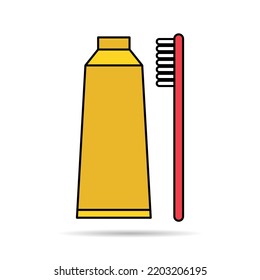 Icono de la sombra del cuidado del cepillo dental, signo de la web de higiene dental, ilustración del vector de medicina de salud.