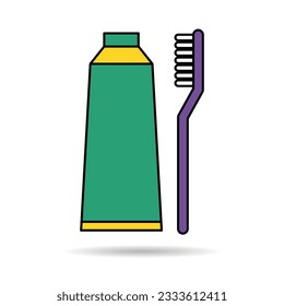 Icono de la sombra del cuidado del cepillo dental, signo de la web de higiene dental, ilustración del vector de medicina de salud.