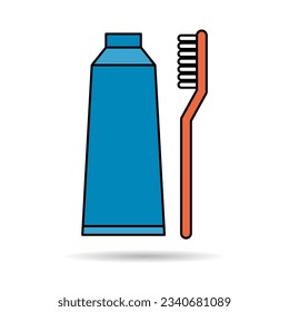 Zahnbürste-Schattensymbol, Zahnhygiene-Webzeichen, Gesundheitsmedizin, Vektorgrafik.
