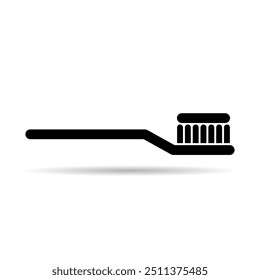 Tooth brush care shadow icon, dental hygiene web sign, health medicine vector illustration .