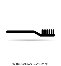 Tooth brush care shadow icon, dental hygiene web sign, health medicine vector illustration .