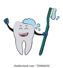 Tooth with brush cartoon