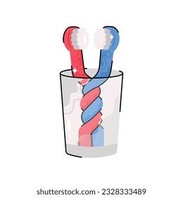 Tooth brush doodle vector outline Sticker. EPS 10 file