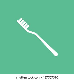 Tooth Brush Flat Icon On Green Background
