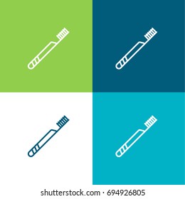 Tooth Brush green and blue material color minimal icon or logo design