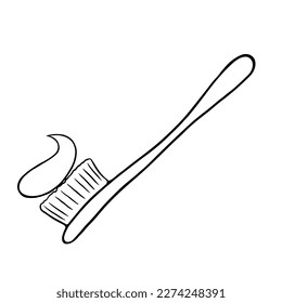 Icono dibujado a mano con pincel dental. Material de odontología aislado en fondo blanco. Ilustración vectorial.