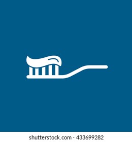 Tooth Brush Icon On Blue Background