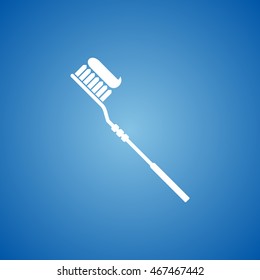 Tooth Brush Icon on blue color.