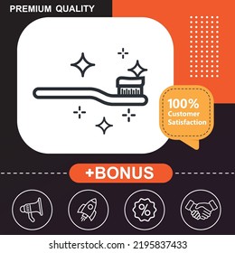 Tooth brush icon. With orange and black background