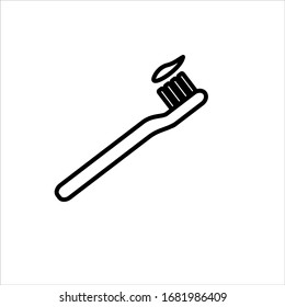 ícono de brochas dentales con estilo de contorno vectorial para su diseño web, logotipo, UI. ilustración