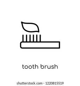 tooth brush icon. Trendy modern flat linear vector tooth brush icon on white background from thin line collection, outline vector illustration