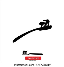 Icono de pincel dental.Ilustración vectorial de diseño plano para diseño gráfico y web.