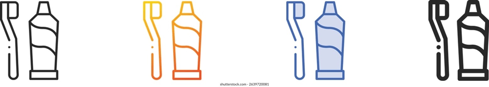 Tooth Brush icon.Thin Linear, Gradient, Blue Stroke and bold Style Design Isolated On White Background