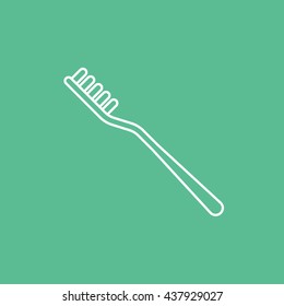 Tooth Brush Line Icon On Green Background